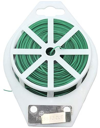 AERZETIX - Filo in metallo di giardino 100m - rotolo/bobina di filo di ferro con protezione in plastica - cavo con taglierina - collegamento di fissaggio rinforzato - fascetta per cavi - C47763