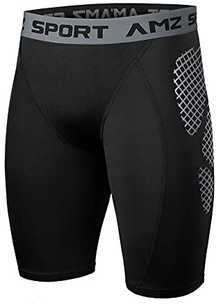 AMZSPORT Pantalones Cortos de compresión para Hombre, Transpirables, para Correr, Fitness, Ropa Interior Funcional, Black-114005, XXL