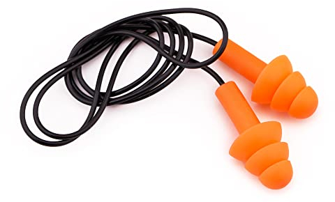 Mivos Tapones de Silicona para Protección Auditiva con Cordón - Kit de 10 Pares - Reutilizables Suaves e Impermeables - Reducen el Ruido S/R a 32dB para una óptima Protección del Canal Auditivo