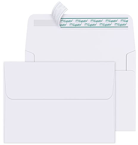 Eupako A6 White Envelopes 4x6, 250 Pack Self Seal Envelopes for 4x6 Cards, Photos, Invitations, Wedding, Graduation, Baby Shower, RSVP, 6.5 x 4.75 Inches