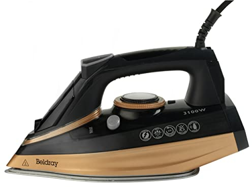 Beldray BEL0820NC-150 Steam Iron - Ultra Ceramic Dual Soleplate Technology, 300ml, Variable Steam Control, 200 G/Min Steam Shot, Anti-Calc & Anti-Drip, Comfortable Grip Handle, 3100W, Copper Edition