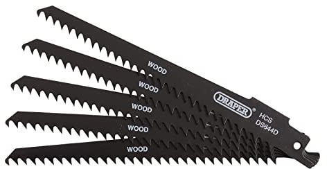 Draper 43430 Reciprocating Saw Blades for Wood and Plastic Cutting, 150mm, 6tpi (Pack of 5)