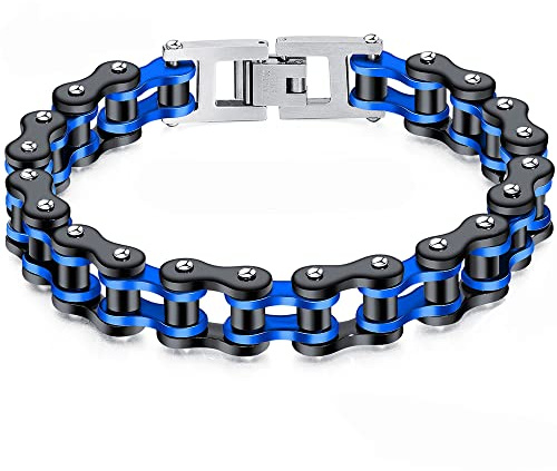 NEUSOP Armband Herren Edelstahl Armbänder für Männer Armreif Gliederkette Schmuck Schmuck Herren Armbänder Edelstahl Motorradkette Armband Fahrradkette Biker Armband Rock Band Armreif Jungen