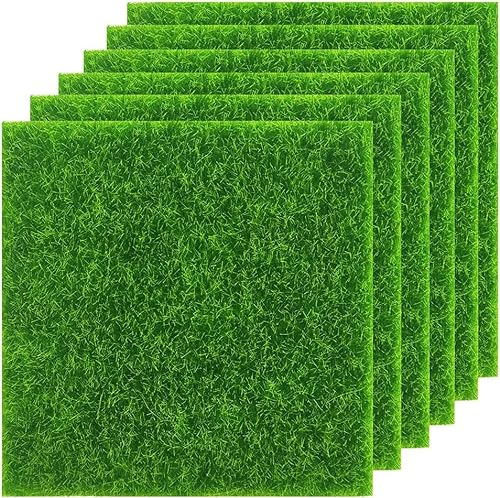 KAIAIWLUO Kunstrase,6 pcs Kunstrasen Rasen 15 x 15 cm Künstliche Grasmatte für Tiere Hunde und Katzen Moosrasen für Feengarten Basteln Miniatur-Ornament Puppenhaus (grün)