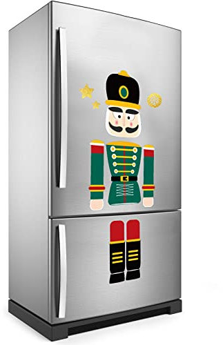 10 Christmas Nutcracker Refrigerator Magnets - Xmas Nutcracker Fridge Magnet Stickers - Cute Funny Soldier Signs - Green & Red