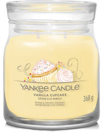 Yankee Candle Signature Duftkerze | Vanille Cupcake Medium Jar Candle with Double Wicks | Sojawachs Blend Long Burning Candle | Perfect Gifts for Women