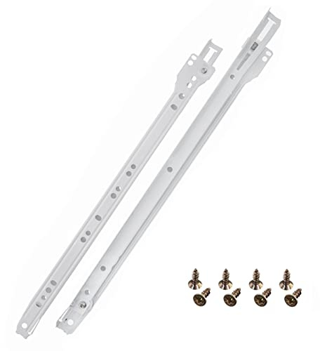 HELPMATE Rollschubführung 400 mm 1 Paar 2er Set Schiene Schubladenschiene Schubladenauszug Schienensystem Schublade Teilauszug weiß inkl. Befestifungsmaterial