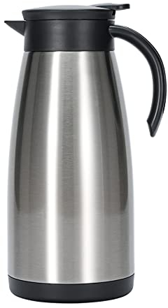 Olerd Théière isotherme de 1 l, en acier inoxydable, à une main, carafe sous vide à double paroi, carafe pour thé, eau, boisson (argenté)