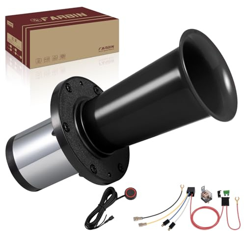 FARBIN Oldtimer hupe 12V Retro Ahooga Horn Alte Signalhorn für Auto LKW | Schalter & Relais-Kabelbaum inklusive, Oldtimer-Retro-Optik, unverwechselbarer Ooga-Klang, kompakt, passend für 12V-Fahrzeuge