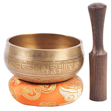 The Collection Royal Geätzte tibetische Klangschalen-Set, Klangschalen-Meditationsset, authentische Meditationsglocke für Heilung, Yoga, Achtsamkeit, Zen-Dekor oder einzigartiges Geschenk