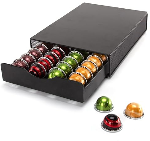 SYSYLY Kapselhalter für Dolce Gusto|Vertuo Kapseln,Kapselschublade Kapselspender Kapselständer aus Metall | Organizer zur Aufbewahrung von Kaffee Kapseln.