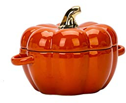 Bol à citrouille en céramique avec couvercle – Ramequins au four pour la cuisson, bol rond pour tarte, pâtes, légumes rôtis, desserts – Plat à soufflé pour une expérience de cuisine parfaite