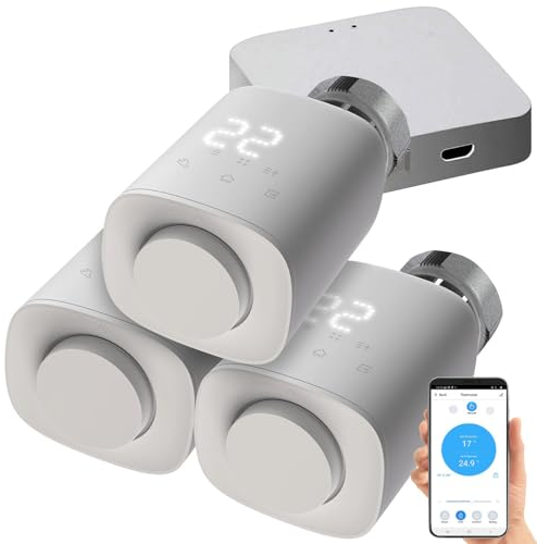 revolt Heizung Regler: 3er-Set programmierbare Heizkörper-Thermostate mit WLAN-Gateway & App (Heizkörperthermostat WLAN, Heizungsthermostate Alexa, Programmierbares)