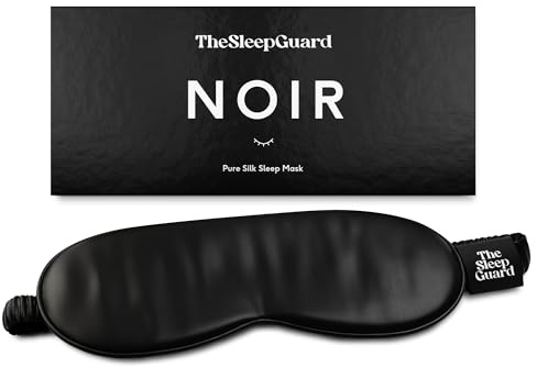 TheSleepGuard Pure Silk Sleep Mask [100% 6A Mulberry Silk, 22 Momme] Light Blocking Travel Essentials. Eye Masks for Sleeping. Black Oeko-Tex Blindfold. Eye Covers for Men & Women