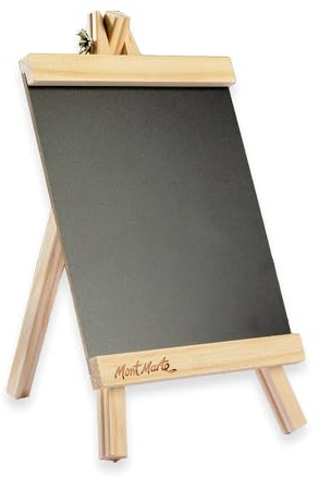 Mont Marte Pizarra Pequeña – Pizarra Compacta sobre Caballete de Madera de Pino – Pizarra de Tiza con Soporte – 27,5 x 17 x 10 cm