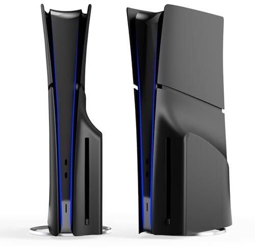 Placas negras 5 en 1 para PS5 Slim Disc y edición digital, accesorios de cubierta delgada para Playstation 5, placa frontal, repuesto de carcasa de panel lateral personalizado para ambos discos