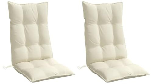 vidaXL Cojines de Silla Respaldo Alto 2 uds, Almohadas de Sillón, Almohadillas de Asiento, Decoraciones para Jardín, Tela Oxford Color Crema