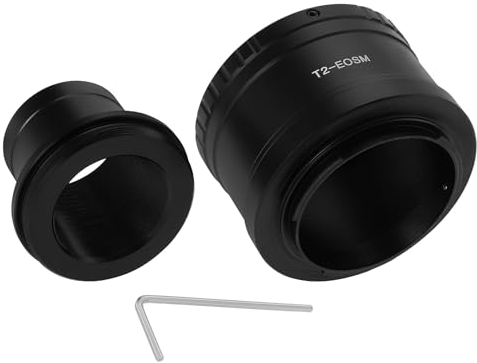 SG Store Di Adattatori Per Obiettivo Telescopio Per Fotocamera T2-EOS M Con Anello Adattatore Per Telescopio Da 1,25 Pollici Compatibile con Canon Fotocamera EOS M M2 M3 M5 M6 M10 M50 M100 M200