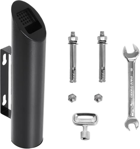 Posacenere da parete rotondo, per esterni, con serratura, per hotel, ufficio o balcone (nero)