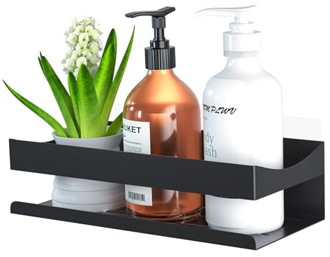 Bestdon Duschablage ohne Bohren, Badezimmer Regal Schwarz, Duschregal Rostfreier Edelstahl Regal Shampoo Halterung für Bad, Küche