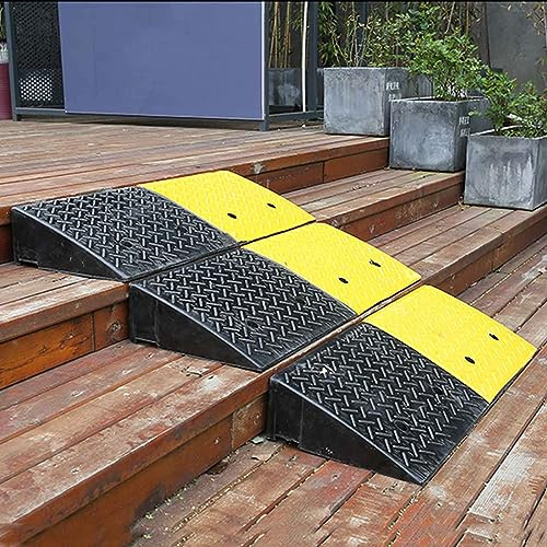 JXCCA Pedana per Disabili, Rampa per Sedia a Rotelle per Scalini 3/5/ 11/13/ 15 Cm, Rampe con Soglia per Sedia a Rotelle per Porte, in Gomma, Design Triangolare, Ampiamente Applicabile