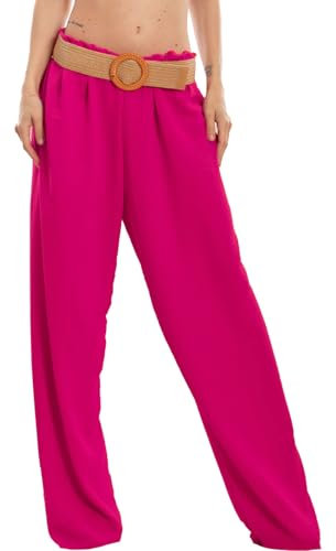 Toocool Palazzo - Pantalones de verano para mujer, ligeros, anchos, informales, anchos, VI-9483, fucsia, S/L