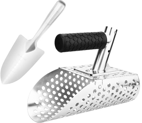 FBANG Juego de 2 Palas para Detector de Metales, Tamaño Grande y Pequeño de Acero INOX, Accesorio Versátil para Detección de Metales