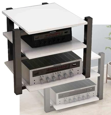 YCOVSFP Mobiletto Portaoggetti A 3 Strati for Giradischi, Mobiletto Portaoggetti for Componenti Stereo for Amplificatore AV/Giradischi/Skybox/Stampante(White)