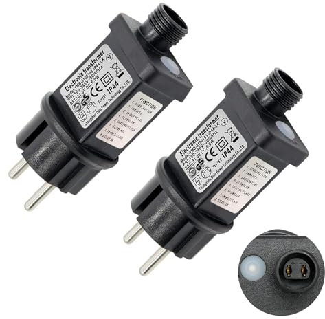 TAIHOBO 2 pezzi 31 V 6 W spina EU 8 modalità catena luminosa adattatore adattatore con timer, funzione di memoria, spina IP44 impermeabile trasformatore per illuminazione natalizia rete luminosa