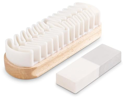 Kit per la pulizia di pelle scamosciata e nabuk di Care Guys - Spazzola in crêpe resistente con gomma per la pulizia - Spazzola per scamosciata pulisce in sicurezza scamosciata e nabuk