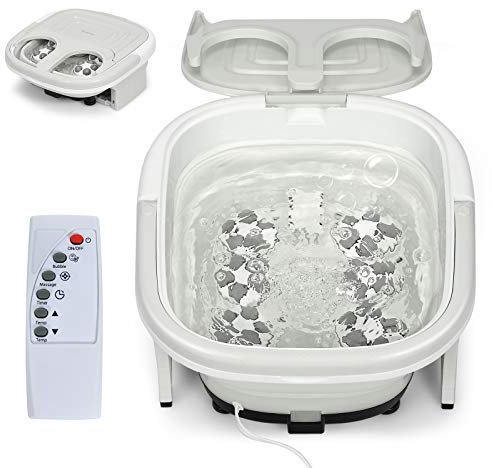 COSTWAY Fußbad mit Massagefunktion, Elektrische Fußbadewanne mit Heizung, Max. 48°C, 10-60 Min Timer, Shiatsu Massagegerät Fuß mit Sprudelfunktion & Infrarotlicht, inkl. Fernbedienung, 500W (Grau)