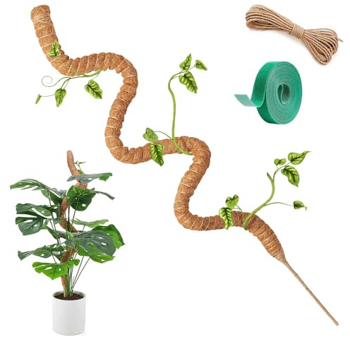 Forbabe 120cm Flexibler Moosstab für Monstera, Monstera Rankhilfe Biegsame Pflanzenstütze für Indoor, Handgemachte Coco Coir Pole Rankhilfe Unterstützung für Creeper Wachsen Nach Oben