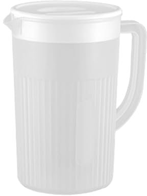 Dpofirs Pichet en Plastique de 2,7 L, avec Couvercle, Pichet à Eau de Grande capacité avec Poignée, Pichet à Eau pour Réfrigérateur, Pichet à thé glacé, Carafe à Eau Chaude et Froide,