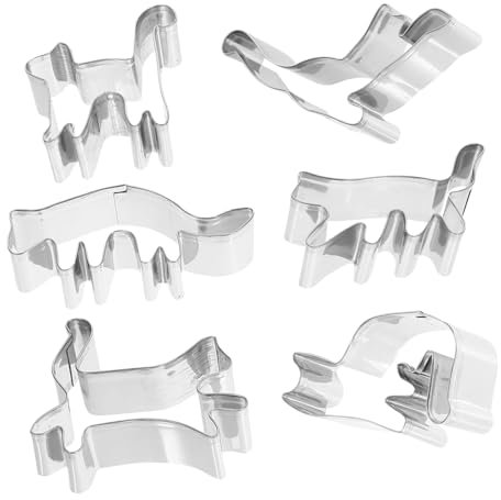 Holibanna 6 Pezzi Per Biscotti in Acciaio Inox Forma Di Gatto Strumenti Cucina Per Pasta Biscotto Anelli Mouss