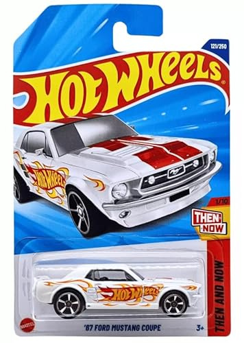 Hot Wheels '67 Ford Mustang Coupe [Weiß], damals und jetzt 1/10, 121/250, Maßstab 1:64, Druckguss-Auto