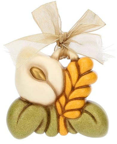 THUN - Mini formella calla e spiga - ceramica - Collezione Bomboniera - 7.2 x 6.5 x 3 cm