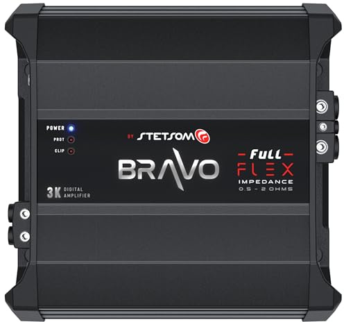 Stetsom Bravo Full Flex 3K - Mono Digital Amplifier, 3000W RMS, Smart & Auto Flexible Impedance 0.5-2 Ohms, Full Range Amplifier, Stable Power 3000W RMS from 0.5, 1, to 2 Ohms Impedance