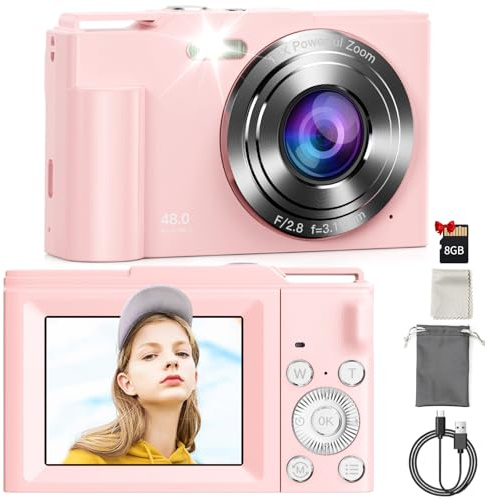 Digital Camera,Maxmango Autofocus UHD Kids Camera with 8G SD Card,2,4'' Screen with 16X Digital Zoom Anti Shake,Mini Compact Portable for Kids Teenagers Beginners