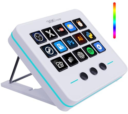 VSDINSIDE Macro Keypad, Stream Controller Deck Gaming Streaming Shortcut Keyboard, 18 Programmable Keys Customizable Visual AI Pad USB Soundboard for OBS, YouTube, Desk Office Setup, Laptop, PC, Mac