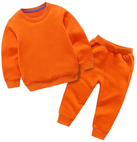 Tracksuit Children's Jogging Suit Sport Boys Baby Boys Girls Clothing Winter Plain Long Sleeve Pullover Sweatshirt Trousers 2 Pieces Outfits Costume Set Boy Sportswear Tracksuit Summer, orange, 9-10