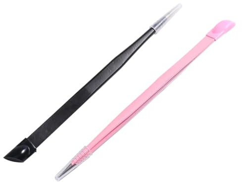 BESTYASH Lot de 2 Outils de Manucure Pince à Épiler Double Tête en Acier Inoxydable Outil de Pression pour Autocollants de Nail Art Accessoire DIY pour Ongles