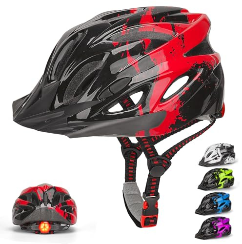 Kids Bike Helmet with Light, Age 3-14, Adjustable Helmet 50-59cm