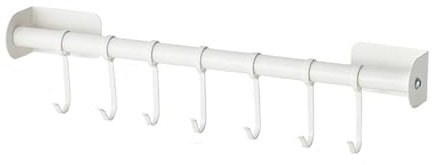 Pilipane Kitchen Rail with Sliding Hooks Wall Mounted Punch Utensil Hanging Rod for Kitchen Organization Carbon Steel 40cm