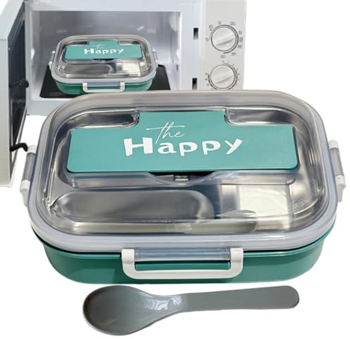 Contenitore per il pranzo in acciaio per bambini, contenitori per snack per adulti con utensili, scatola a 3 scomparti a tenuta stagna per alimenti per scuola prescolare, ufficio, asilo