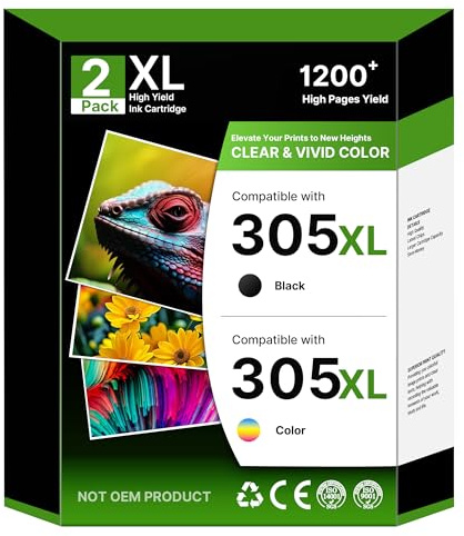 NewLift 305 305 XL Cartuccia d'inchiostro Compatibili con HP 305XL per Cartucce HP Deskjet 2820e 4220e 2810e 2800e, per Envy 6000 6020e 6032e 6420e 6032 6020 (Nero, Colore,2-pack)
