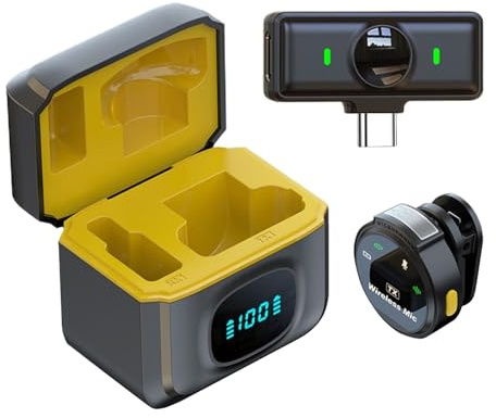 Generico Microfono per Telefono | Mini Microfono Wireless con Clip Magnetica | da Lapel con Cancellazione Rumore e Batteria 12 Ore per Video Live Canto Riprese Camera