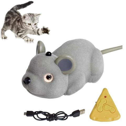 KIXZSAZ Ferngesteuertes Katzenspielzeug, um 360 Grad drehbar, vermeiden Sie Katzenspielzeug, streicheln Sie die Hand, um die Fernbedienung mit der Mausmaschine vorwärts, rechts und rückwärts zu necken