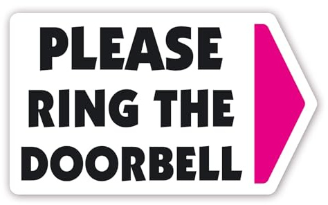 Ring The Doorbell Sticker - Self Adhesive Vinyl - Pack of 2-100mm wide - Front Door Home House Bell Arrow Sign - RIGHT