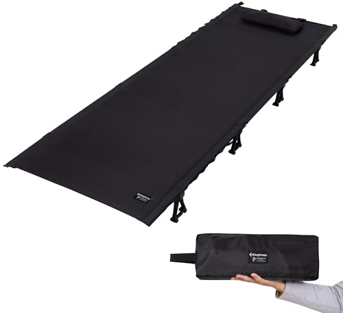 KingCamp Ultralätt hopfällbar campingbarnsäng 2,4 kg och 14,2 x 5,1 förpackningsstorlek stöder 136 kg bärbar kompakt hopfällbar campingsäng för camping, resor, vandring, strand, hem och utomhusbruk