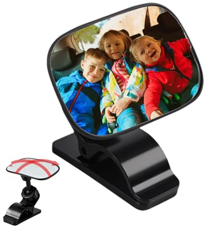 Dreuhuing Miroir Enfant pour Voiture,Rotation à 360 Degrés Verre Courbé,Miroir pour Siège Auto Rotation 360° Vue Confort - Pour Voyage Enfant Arrière Camion et Voiture